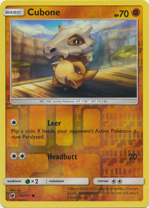 Cubone - 52/111 - Common Reverse Holo