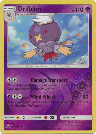 Drifblim - 52/156 - Uncommon Reverse Holo