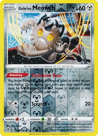 Galarian Meowth - 126/192 - Common Reverse Holo